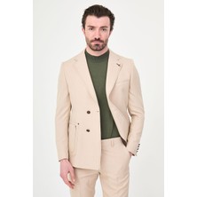 MCR Düz Slim Fit Mono Yaka Metal Düğmeli Erkek Takım Elbise
