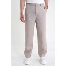 Efor Oversize Kalıp Yan Cep Beli Lastikli Taş Keten Pantolon P 1216