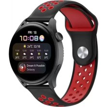 Pileli Store Newface Watch 22MM Spor Delikli Kordon - Siyah-Kırmızı