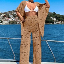 Pamuklu Kimono Takım Kadın – Oversıze Triko Plaj Tatil Kombini