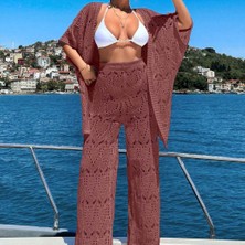 Pamuklu Kimono Takım Kadın – Oversıze Triko Plaj Tatil Kombini