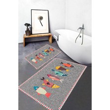 Rovigo Home Dijital Baskı  2'li Banyo Paspas  Takımı RVG5-SM217  100X60+60X50 cm