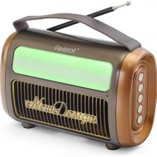 Pileli Store Bluetooth Nostaljik Fm Radyo USB Tf Aux Rgb Taşınabilir Hoparlör - Kahverengi FX2511B
