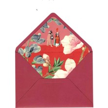 Bazen Defter Çiçek Desenli Kırmızı Zarf