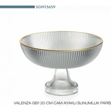 Sigma Valenza Gold Detaylı Ayaklı Cam Sunumluk 20 cm