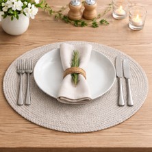 Kitchen Line Velarıs Jüt Hasır Supla & Oval Runner Seti -6'lı Amerikan Servisi ve Runnerlı Doğal Şık Sofra Sunumu