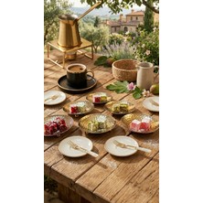 Ogeda Home 6'lı Gümüş Metal Ayaklı Çerezlik & Lokumluk - Dövme Desenli Şık Kahve Yanı Sunum Kasesi