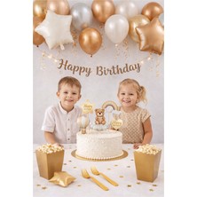 Dizayn Parti Evi Dzyn Happy Birthday Parti Arka Fon Afişi + Banner Seti Doğum Günü Süsleme Arka Plan