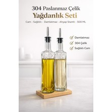 Massteelger 500 ml Yağdanlık Seti 2’li – 304 Paslanmaz Çelik Damlatmaz Akıtmaz, Büyük Boy Zeytinyağı Sirkelik Şişe