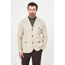 MCR Düz Slim Fit Apaç Yaka Torba Cep %100 Keten Erkek Trenchcoat