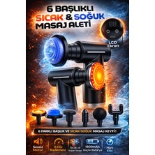 PremiumPort 6 Kademeli LCD Ekranlı Profesyonel Masaj Tabancası, Sıcak ve Soğuk Terapi Özelliği