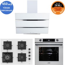 Afm Tech ve Ferre Marka  Dowe Mode Turbolu Beyaz Dijital Ankastre Set (SC406-WFA WOK+FM7701+FM3251)