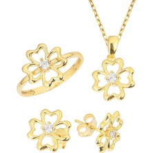 Kuyumcudükkanı Kuyumcudükkani Zirkon Taşlı 3lü Mini Set  -24064-G-W