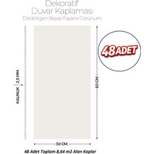 Brano 30X60 cm Kendinden Yapışkanlı Duvar,banyo,tezgah Arası Kırık Beyaz Desen -48 Adet