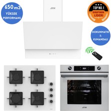 Afm Tech ve Ferre  Markalı/ Whıte Star Turbolu Beyaz  Dijital Ankastre Set (SS206 + FM7701+FM3401W)