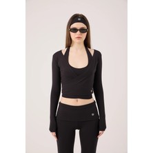 Holly Lolly Bağlamalı Crop Kesim Ellen Bolero Siyah