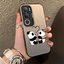 HONTINGA Vivo Y19S ile Uyumlu Kılıfı Silikon Kenar Sert Arka Düşüme Önleyici Basitlik Anti Düşme Kamera Korumali Panda Desen Telefon Kılıfı Kadın ve Erkek Için Uygundur K1-0726