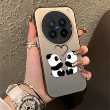 HONTINGA Vivo X200 Pro ile Uyumlu Kılıfı Silikon Kenar Sert Arka Düşüme Önleyici Basitlik Anti Düşme Kamera Korumali Panda Desen Telefon Kılıfı Kadın ve Erkek Için Uygundur K1-0726