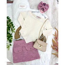 Özşe Moda Pembe Kayık Yaka Üçgen Bluz Tüvit Etek Takım
