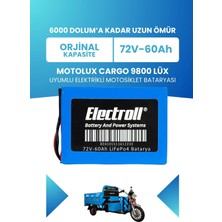 Electroll Motolux Cargo 9800 Lüx Batarya (Standart Kapasite) Lifepo4 72V 60AH Elektrikli Motosiklet Bataryası