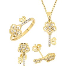 Kuyumcudükkanı Kuyumcudükkani Zirkon Taşlı 3lü Mini Set  -24068-G-W