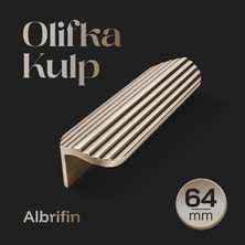 Badem10 Olifka Çizgili Albrifin Çekmece Kulp 64 mm (6,4 Cm) Modern Lüks Mobilya Dolap Çekmece Kulbu Metal