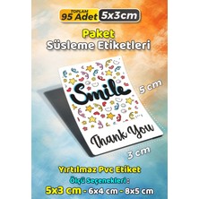 Sb Store Teşekkür Etiketi Thank You Ambalaj Hediye Süsleme Etiketi Model 121 - 95 Adet 5cm