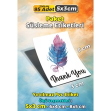 Sb Store Teşekkür Etiketi Thank You Ambalaj Hediye Süsleme Etiketi Model 127 - 95 Adet 5cm