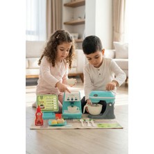 Rozitoys Kutulu Işıklı Oyuncak Kahve Makinesi ve Mikser Set Mavi