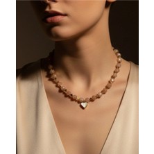 Güneş Taşı Hematit ve Kalpli Kolye