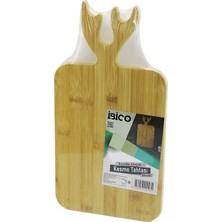 İlanib Ticaret DİKDÖRTGEN=22X38CM  Ahşap Bambu Kesim Panosu - Kesme Tahtası Geyik Boynuz Figür Saplı (5567)