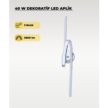 AC Aydınlatma 40W LED Dekoratif Aplik – 3 Renk Işık (Sarı/beyaz/gün Işığı) Krom Modern Duvar Aydınlatması