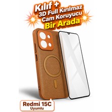 AHK Tekno Xi̇aomi̇ Redmi̇ 15C Si̇li̇kon Polo Kapak Kilif / Ekran Koruyucu- Kahverengi̇