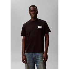 Calvin Klein Erkek Regular Fit Yuvarlak Yakalı Logo Etiketli Pamuklu Kısa Kollu Siyah T-Shirt LV04RF294G-UB1