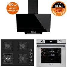 Afm Tech ve Ferre Marka Qhq Turbolu Siyah Beyaz Dijital Ankastre Set (SC405-WFA WOK+FM7701+FM3250)