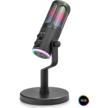 Pileli Store Profesyonel Rgb Mikrofon Dsp Gürültü Engelleme Reverb Echo Destekli Type-C - Siyah Su8