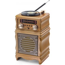 Pileli Store Bluetooth Nostaljik Fm Radyo USB Tf Aux Hoparlör - Kahverengi FX2502B