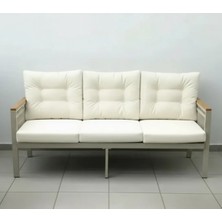 Opal 3lü (Krem) Metal Gövde Balkon-Bahçe-Kafe,çay Seti,koltuk Takımı,oturma Grubu,ofis Koltuğu