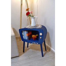 HunCar Retro Tv Sehpa Ahşap Dekoratif Steel Blue ( Köşe Sehpa )