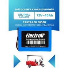 Electroll Taktas Su 58000 Batarya (Standart Kapasite) Lifepo4 72V 45AH Elektrikli Motosiklet Bataryası