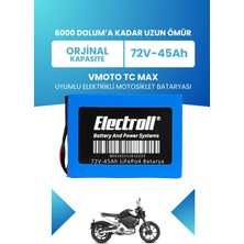 Electroll Vmoto Tc Max Batarya (Standart Kapasite) Lifepo4 72V 45AH Elektrikli Motosiklet Bataryası