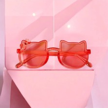 The Cloudish Shop Kız Bebek Çocuk Güneş Gözlüğü Hello Kitty Kedi Fiyonk Figürlü Turuncu Pembe- 1 Adet (Kutulu)