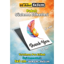 Sb Store Teşekkür Etiketi Thank You Ambalaj Hediye Süsleme Etiketi Model 128 - 95 Adet 5cm