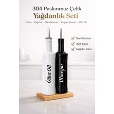 Massteelger 500 ml Yağdanlık Seti 2’li – 304 Paslanmaz Çelik Damlatmaz Akıtmaz, Büyük Boy Zeytinyağı Sirkelik Şişe