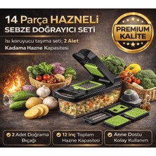 NIXCON Kitchen Ideas 14 Parça Veggie Slicer Hazneli Sebze Doğrayıcı ve Dilimleyici Set