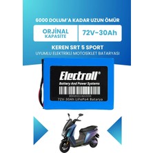 Electroll Keren Srt 5 Sport Batarya (Standart Kapasite) Lifepo4 72V 30AH Elektrikli Motosiklet Bataryası