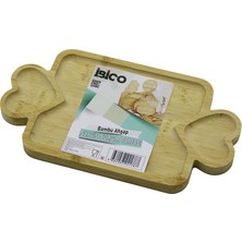 İlanib Ticaret Dikdörtgen 3 Bölmeli=2in1 Kalp Kulp - Bölme + 1 Ahşap Bambu Servis Sunum Tepsi - Tahtası 25 x 14 x 1.4cm (5567)