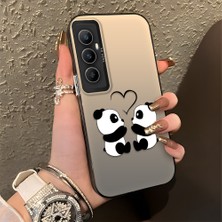 HONTINGA Realme C65 4g ile Uyumlu Kılıfı Silikon Kenar Sert Arka Düşüme Önleyici Basitlik Anti Düşme Kamera Korumali Panda Desen Telefon Kılıfı Kadın ve Erkek Için Uygundur K1-0726