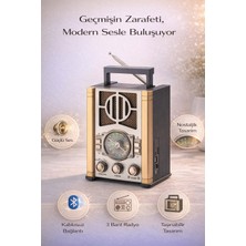 FaroxTech Vintage Stil Taşınabilir Bluetooth Müzik Kutusu - 3 Bant Radyo - Şarjlı ve Kablosuz Kullanım