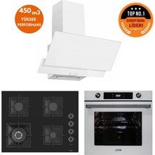 Afm Tech ve Ferre Marka Buff Turbo Siyah Beyaz Ankastre Set (SC405-WFA Wok + FM7701 + FM3301)